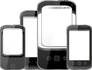 Image showing Smart Phones set isolated on white background
