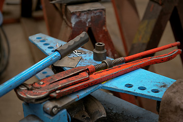 Image showing Industrial tools an a table