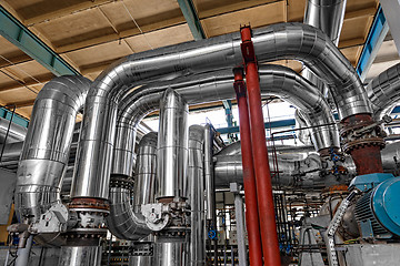 Image showing Industrial pipes in a thermal power plant