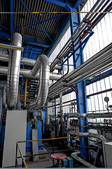 Image showing Industrial pipes in a thermal power plant