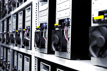 Image showing Modern computer cases in a data center