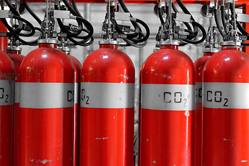 Image showing Large CO2 fire extinguishers in a power plant