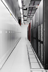 Image showing Clean industrial interior of a server room