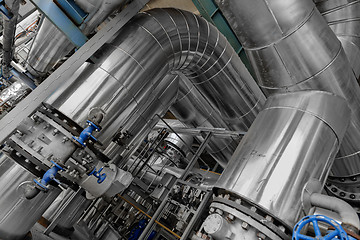 Image showing Industrial pipes in a thermal power plant