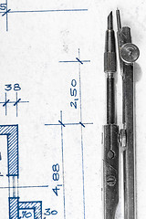 Image showing Construction plans with accessories