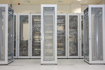 Image showing Clean industrial interior of a server room