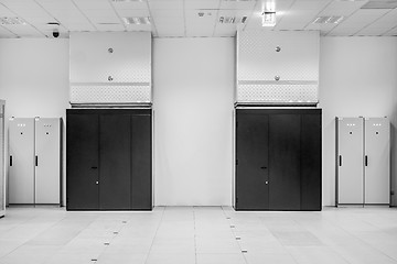 Image showing Clean industrial interior of a server room