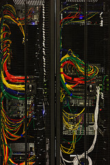 Image showing Network cables of a server