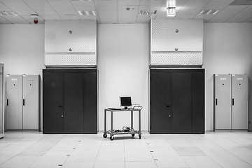 Image showing Clean industrial interior of a server room