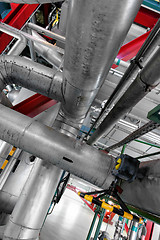 Image showing Industrial pipes in a thermal power plant