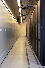 Image showing Clean industrial interior of a server room