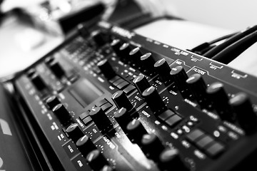 Image showing Closeup photo of an audio mixer