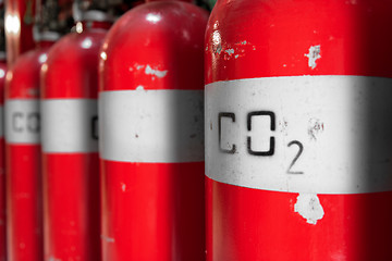 Image showing Large CO2 fire extinguishers in a power plant