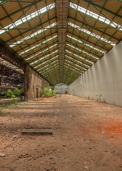 Image showing Abandoned industrial interior with bright light