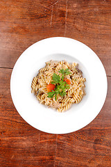 Image showing Delicious pasta on white plate