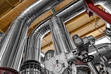 Image showing Industrial pipes in a thermal power plant