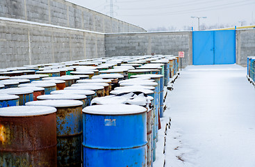 Image showing Chemical waste dump with a lot of barrels