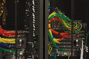 Image showing Network cables of a server