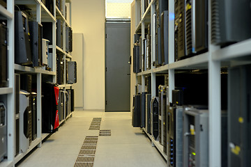 Image showing Modern computer cases in a data center