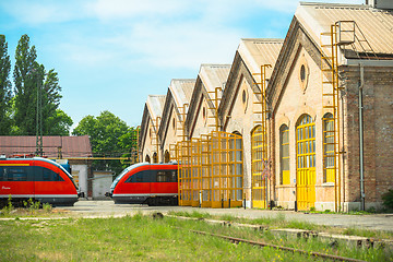 Image showing Fast and modern train parking in the garage