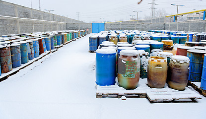 Image showing Chemical waste dump with a lot of barrels