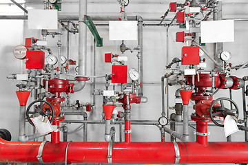 Image showing Large CO2 fire extinguishers in a power plant