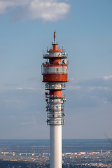 Image showing Large Communication tower against sky