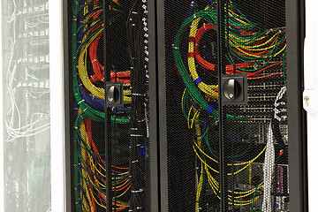 Image showing Network cables of a server