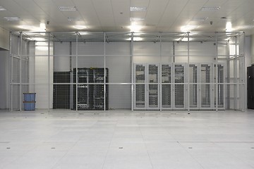 Image showing Clean industrial interior of a server room