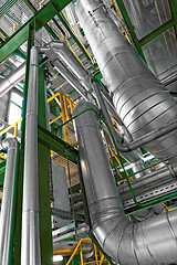 Image showing Industrial pipes in a thermal power plant