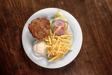 Image showing Delicious hamburger on white plate