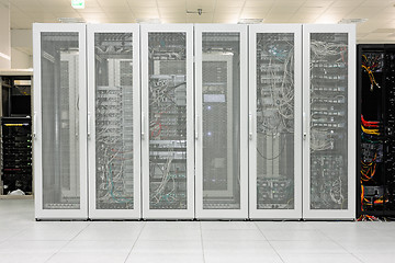 Image showing Clean industrial interior of a server room