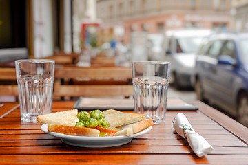 Image showing Healthy appetizer with  toast and gnocci