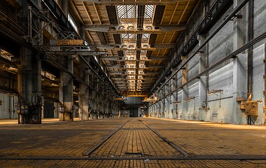 Image showing Industrial interior of an old factory