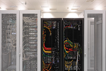 Image showing Clean industrial interior of a server room