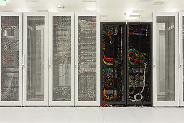 Image showing Clean industrial interior of a server room