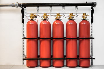 Image showing Large CO2 fire extinguishers