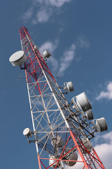 Image showing Large Communication tower against sky