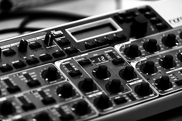 Image showing Closeup photo of an audio mixer