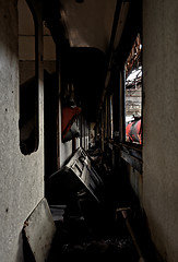 Image showing Messy vehicle interior with lights