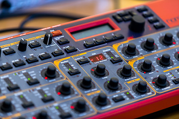 Image showing Closeup photo of an audio mixer