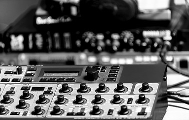 Image showing Closeup photo of an audio mixer