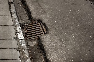 Image showing Sewage hole on the road