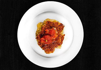 Image showing Fried chicken ribs and rice with tomato sauce