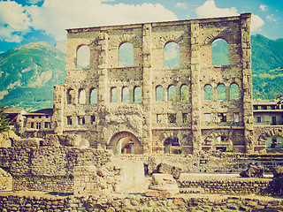 Image showing Retro look Roman Theatre Aosta