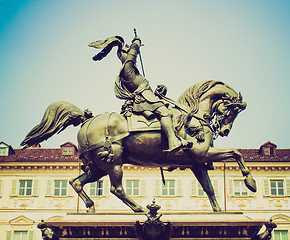 Image showing Retro look Piazza San Carlo, Turin