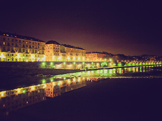 Image showing Retro look River Po, Turin