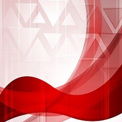 Image showing Wavy bright red backdrop with triangles