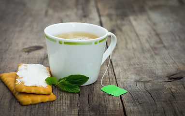 Image showing Mint Tea with cookie