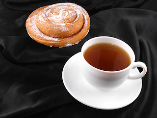 Image showing cup of tea or coffee with sweet cake